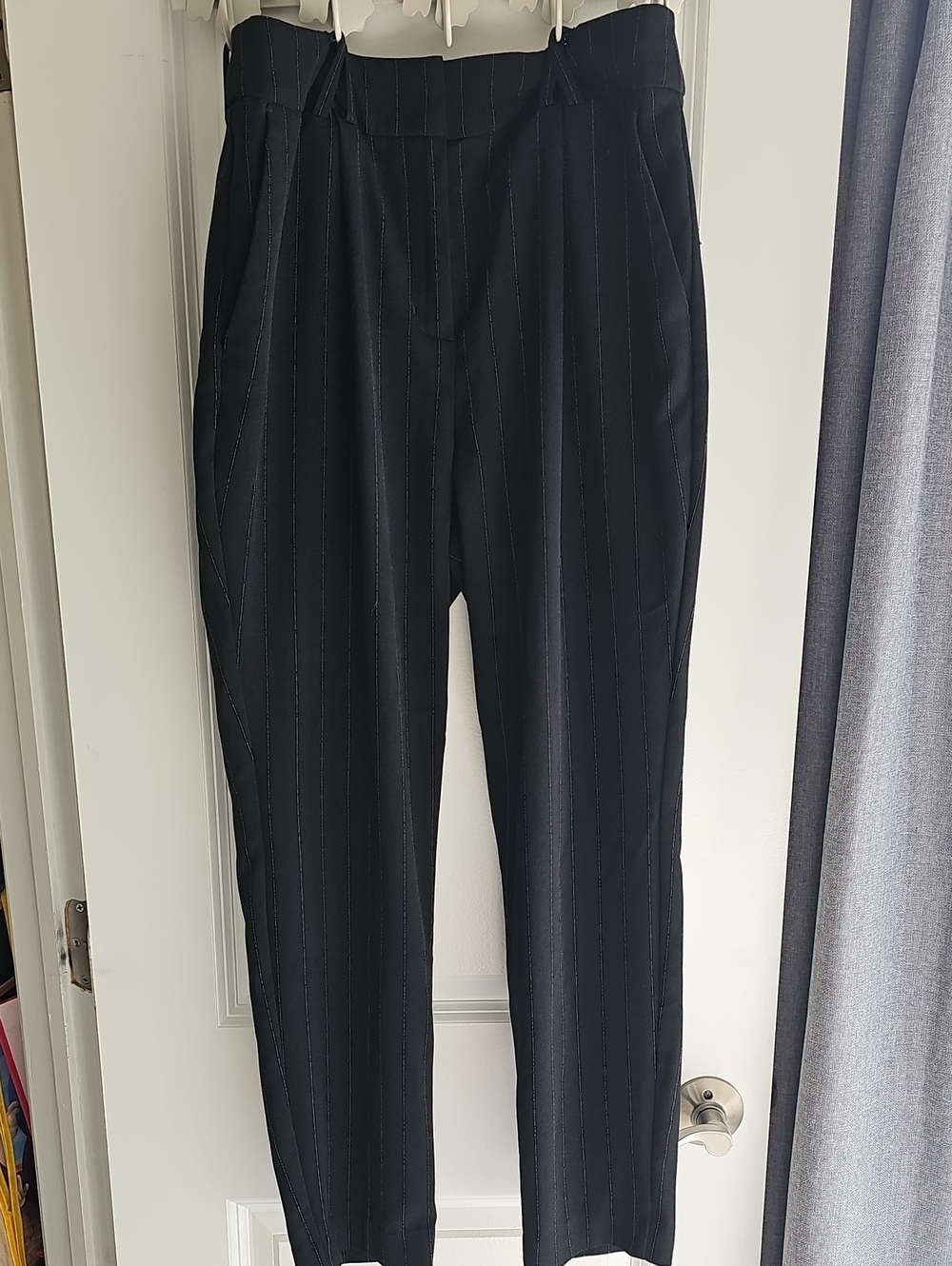 Express Black Pinstripe Trousers